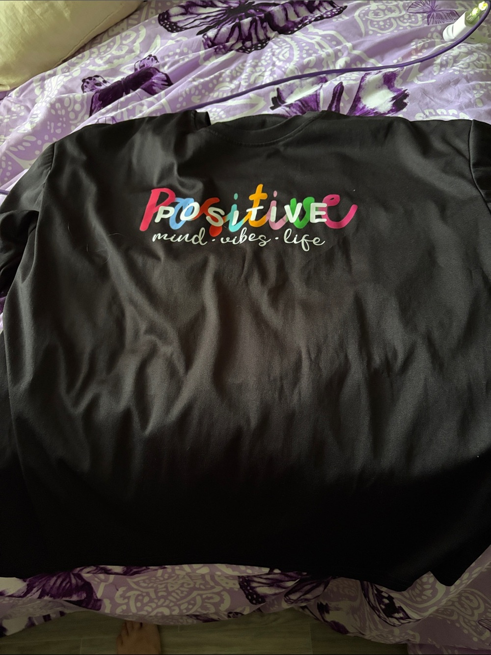 Positive Multicolor Graphic Black Sweatshirt